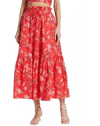 A.L.C. Francis Cotton Midi Skirt - Red