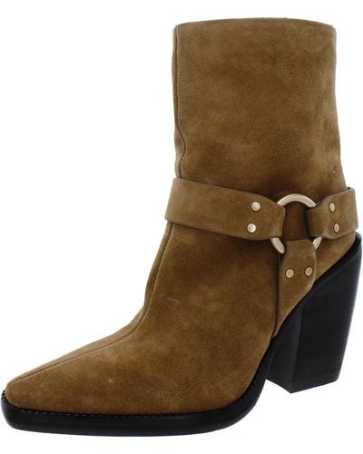 Rag & Bone Rio Western Leather Pointed Toe Ankle Boots - Brown