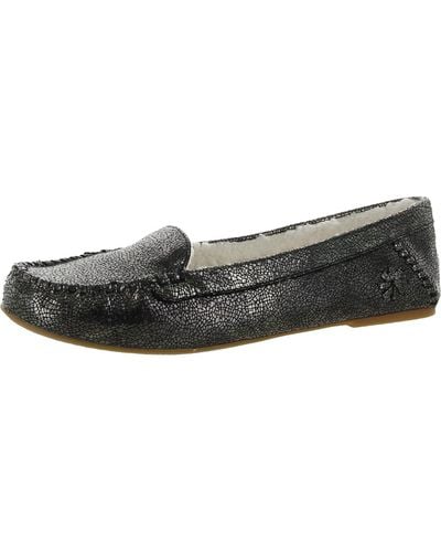 Jack Rogers Millie Leather Sherpa Lined Moccasin Slippers - Black