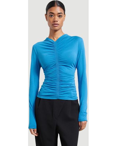 MODERN CITIZEN Simone Long-sleeve Ruched Front Top - Blue