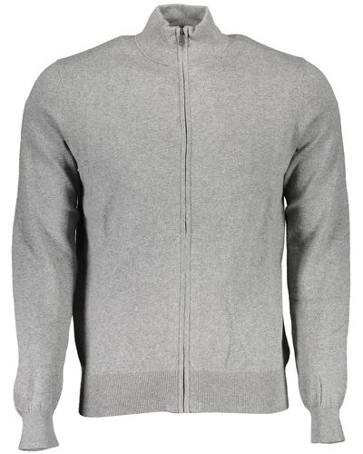 North Sails Sleek Zip-up Cardigan With Embroide Logo - Gray