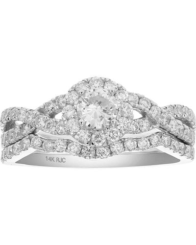 Vir Jewels 1 Cttw Diamond Halo Criss-cross Wedding Engagement Ring Set 14k White Gold - Metallic