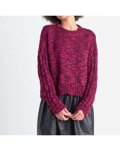 Dex Chunky Knit Sweater In Berry Melange - Purple