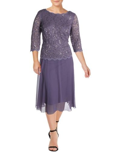Alex Evenings Plus Lace Sequin Cocktail And Party Dress - Gray