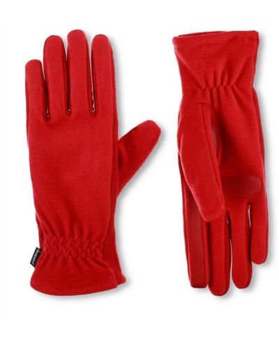 Isotoner Smartdri Fleece Wrist Gloves - Red