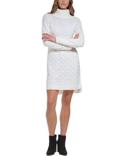 Jessica Howard Petites Textured Turtleneck Sweaterdress - White