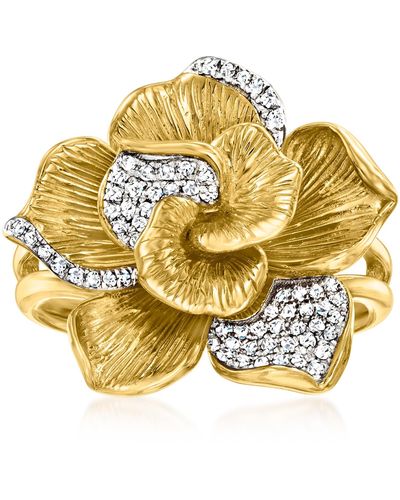 Ross-Simons Diamond Flower Ring - Metallic