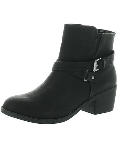 LifeStride Ionic Faux Leather Block Heel Ankle Boots - Black