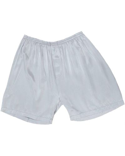 PJ Harlow Adam Satin Boxer With Faux Fly - White