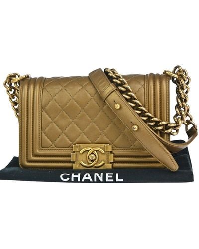 Chanel Boy Leather Shoulder Bag (pre-owned) - Natural