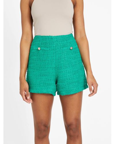 Guess Factory Dianne Boucle Tweed Shorts - Green