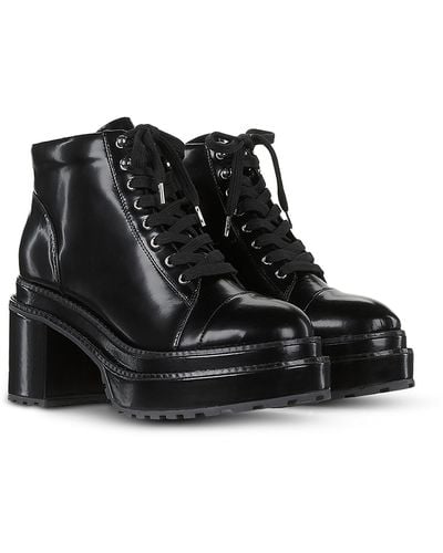 Cult Gaia Leather Platform Ankle Boots - Black