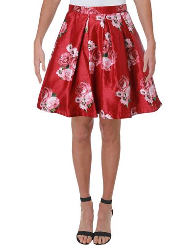 Sequin Hearts Juniors Floral Mini A-line Skirt - Red