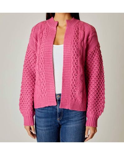 Design History Long Sleeve Open Front Cardi - Pink