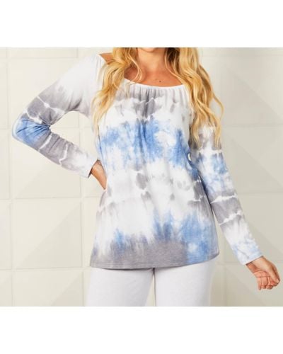 French Kyss Dip Dye Off The Shoulder Top - Blue