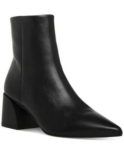 Steve Madden Faris Leather Heels Ankle Boots - Black