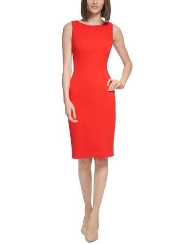 Calvin Klein Polyester Sheath Dress - Red
