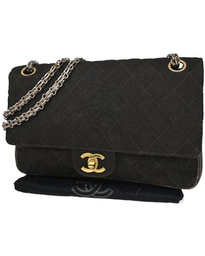 Chanel Matelassé Canvas Shoulder Bag (pre-owned) - Black