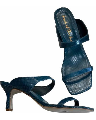 Band Of The Free Brandy Leather Heeled Sandal In Teal - Blue