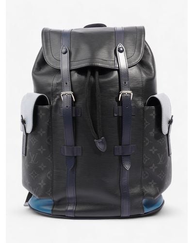 Louis Vuitton Christopher Backpack Pm Monogram Eclipse / Navy Epi Leather - Black