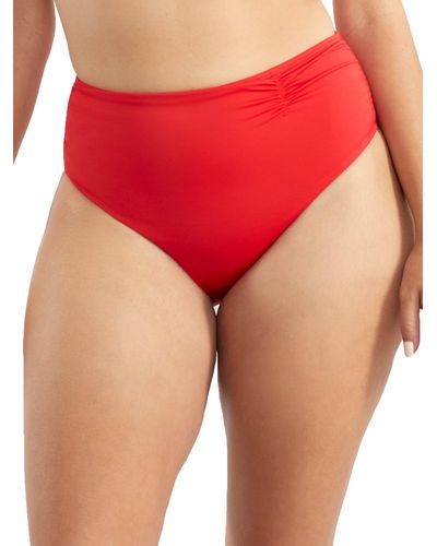 Panache Anya Riva Mid Rise Gathe Bikini Bottom - Red