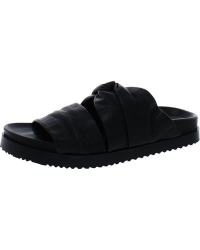 3.1 Phillip Lim Twisted Leather Knot Front Pool Slides - Black