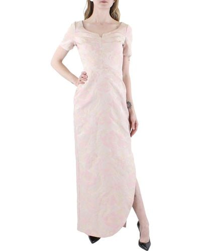 Kay Unger Jacquard Column Evening Dress - Pink
