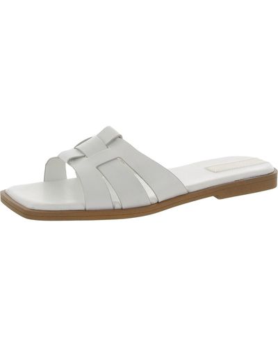 Franco Sarto Leather Strappy Slide Sandals - White