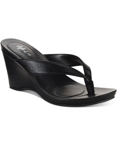 Style & Co. Chicklet Faux Leather Open Back Thong Sandals - Black