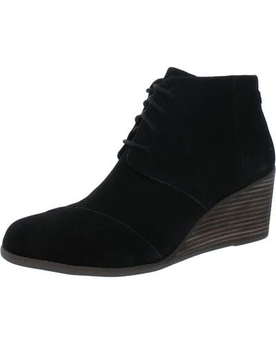 TOMS Hyde Suede Almond Toe Ankle Boots - Black
