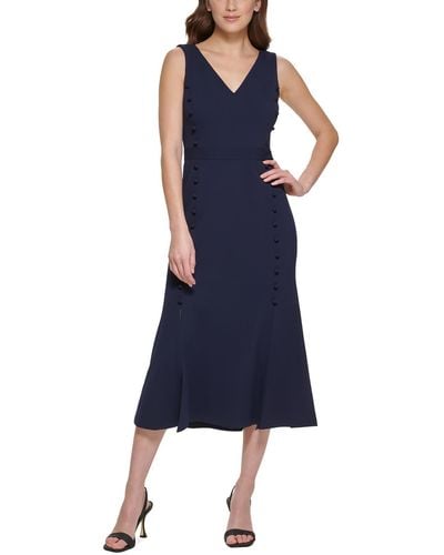 Calvin Klein Scuba Tea-length Sheath Dress - Blue