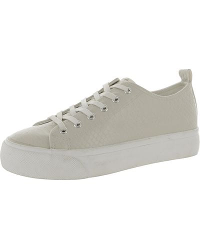 Olivia Miller Faux Leather Lace Up Casual And Fashion Sneakers - Gray