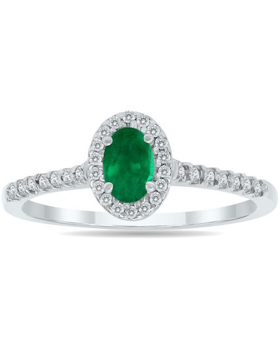 Monary Emerald And Diamond Halo Ring - Green