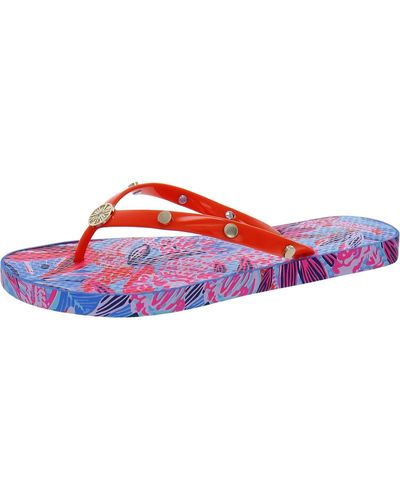 Lilly Pulitzer Wild Times Thong Flat Flip Flops - Red