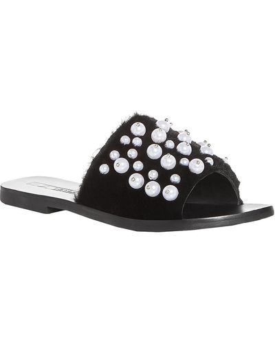 Sol Sana Teresa Faux Fur Slip On Slide Sandals - Black