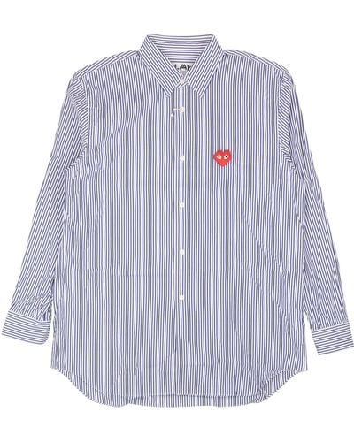 COMME DES GARÇONS PLAY Blue Cotton Striped Button Down Shirt - Purple