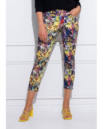 Lisette Scale Print Narrow Pant With Side Pipe Black
