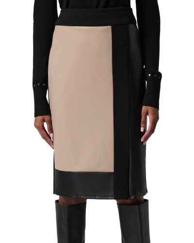 Joseph Ribkoff Heavy Knit And Faux Leather Pencil Skirt - Black