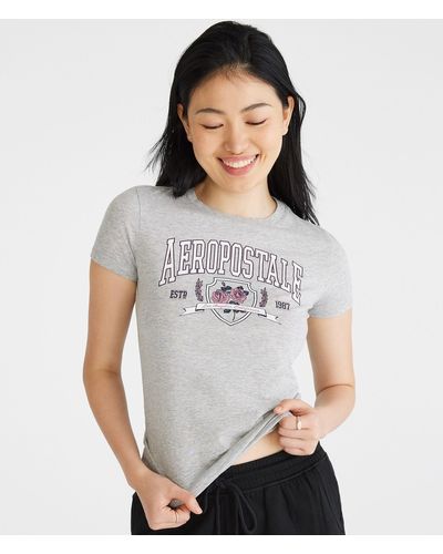 Aéropostale Rose Crest Graphic Tee - Gray
