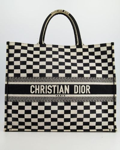 Dior Large Andchequered Book Tote Bag Rrp £2,550 - Black