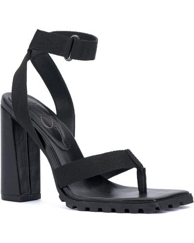 Jessica Simpson Kielne Square Toe Ankle Strap Heel Sandals - Metallic