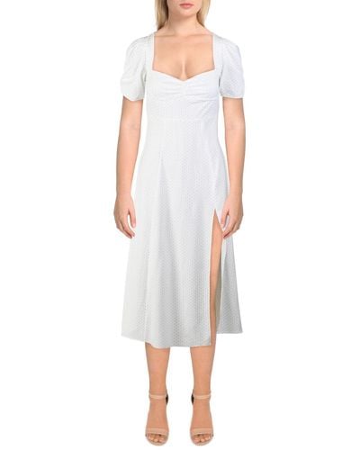 Danielle Bernstein Puff Sleeves Slip Dress - White