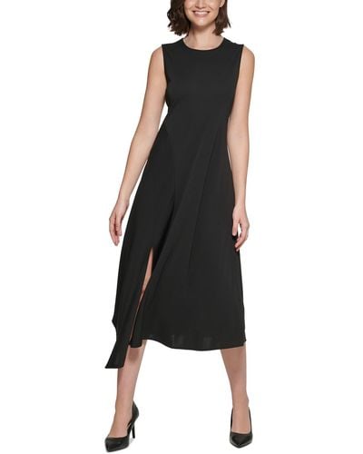 Karl Lagerfeld Solid Matte Jersey Midi Dress - Black