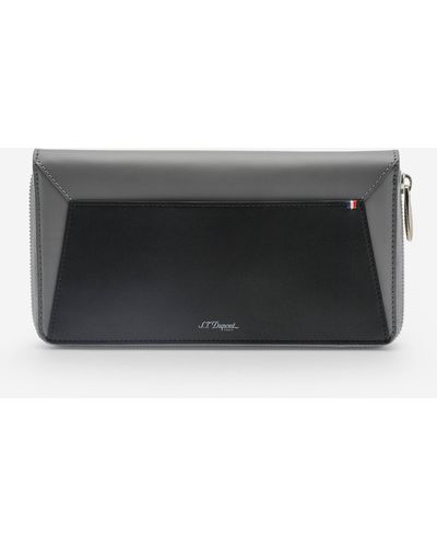S.t. Dupont S. T. Dupont "line D" Laser Gray And Black Cowhide Wallet 184501