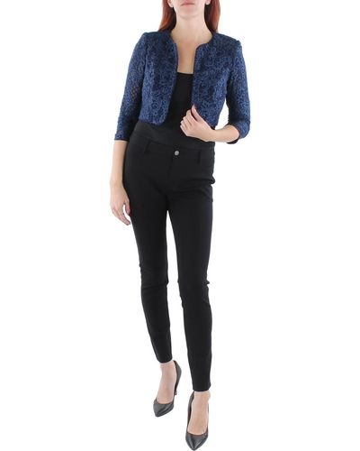 Alex Evenings Embroidered Glitter Bolero - Blue