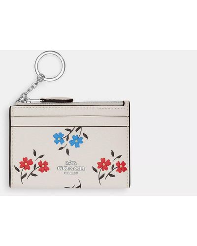 COACH Mini Skinny Id Case With Floral Print - White