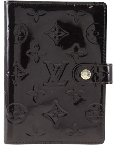 Louis Vuitton Agenda Mm Patent Leather Wallet (pre-owned) - Black
