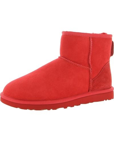 UGG Classic Mini Suede Slip On Ankle Boots - Red