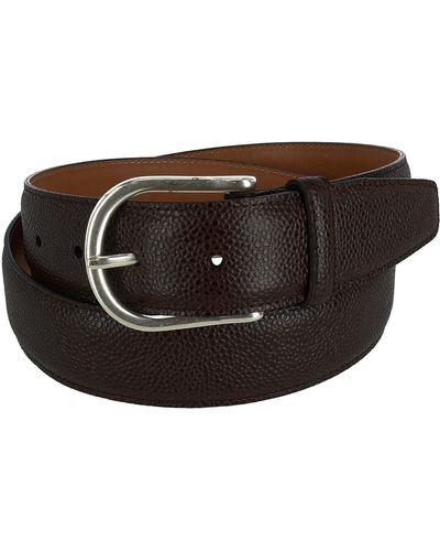 CrookhornDavis Princeton Pebble Calfskin Leather Belt - Black