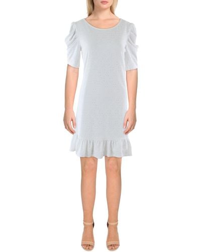 Cece Eyelet Short Mini Dress - White